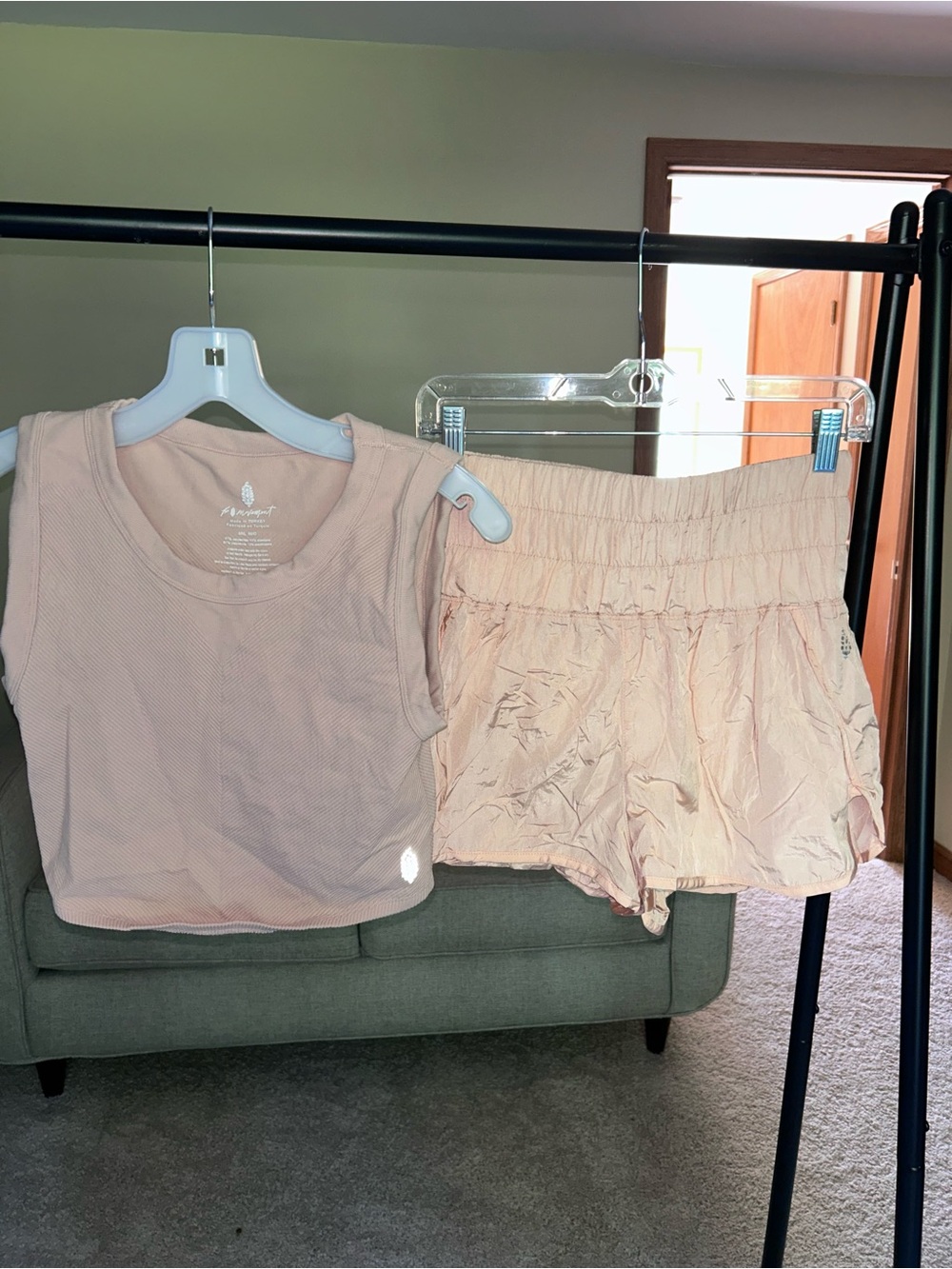 FP Movement by Free People Pale Pink Athletic Tank & Shorts Set